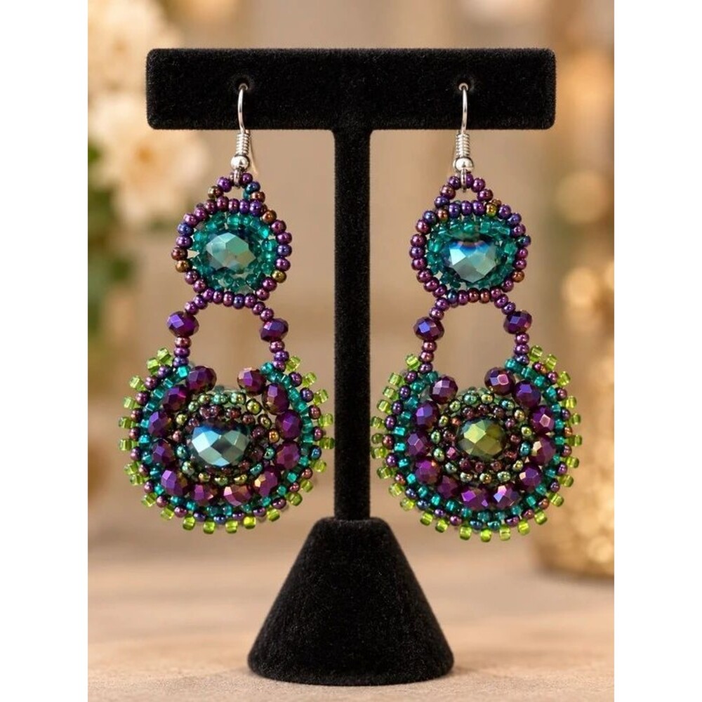 Mardi Gras drop earrings